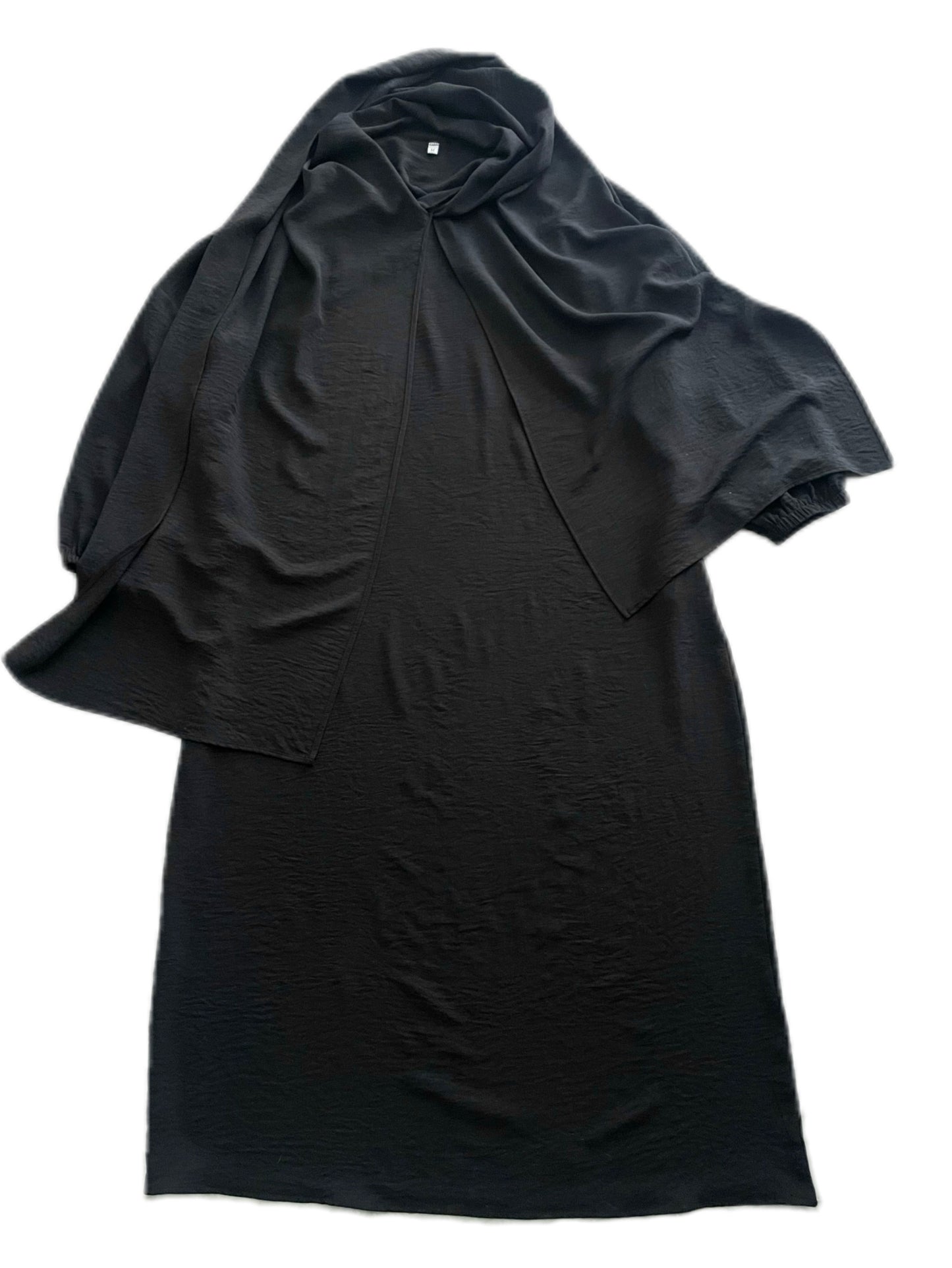 Elegant Crepe Hooded Jibab Abaya Hijab | Modest Long Sleeve Full Coverage Prayer Dress with Attached Scarf & Pockets, Machine Washable Medium Stretch Solid Color