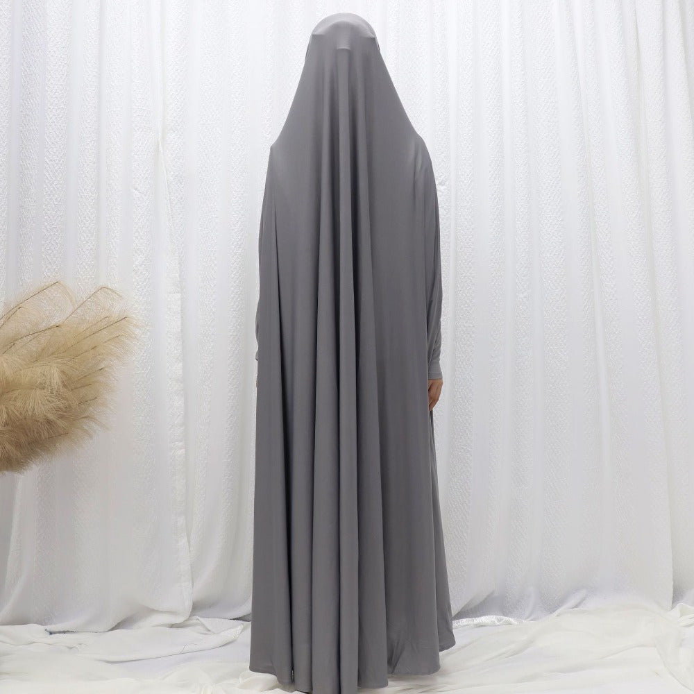 Women's Middle Eastern Baju Abaya Dress - Solid Color Hooded Robe with Bat Sleeves, Modest Traditional Long Gown for Daily & Formal Wear, Comfortable & Versatile Elegant Islamic Attire