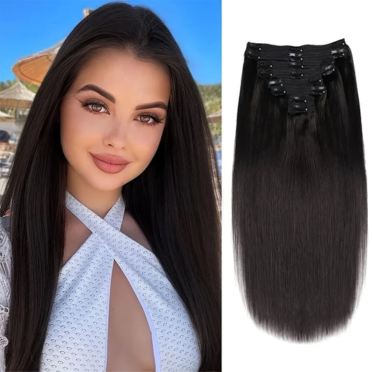 120g Brazilian Remy Human Hair Extensions - Seamless Clip Ins With 18 Secure Clips