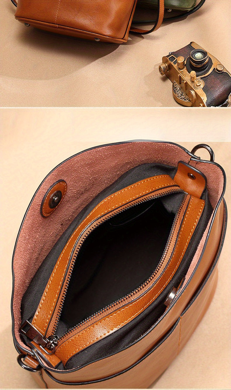 Real Leather Women's Sling Bag | Versatile Casual Handmade Cowhide Fashionable Messenger Bag