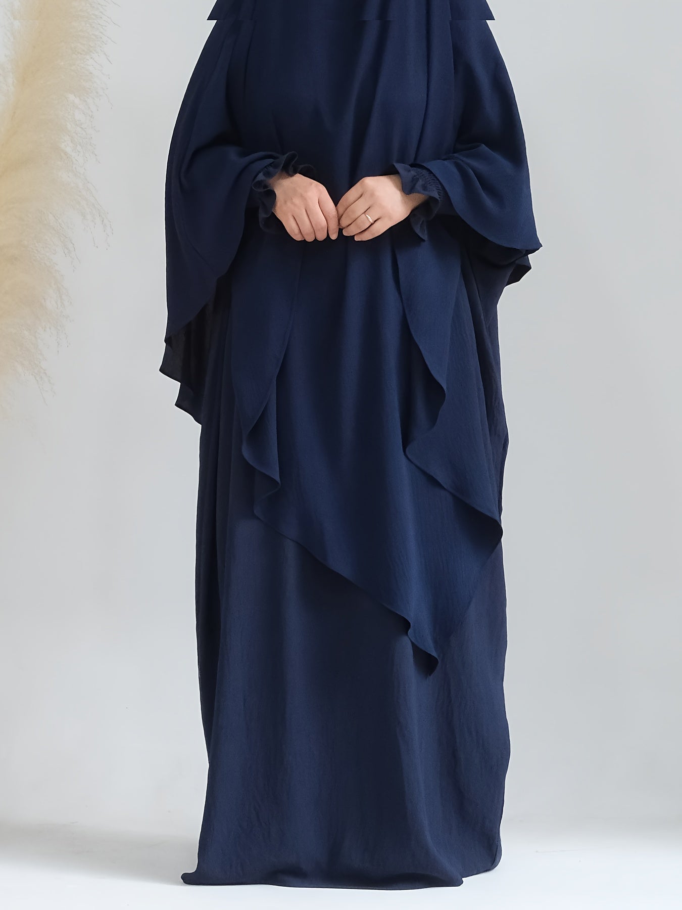 Khimar+abaya 2pcs Set Umrah Rida Set Player Jilbaab Abaya Set with Pockets