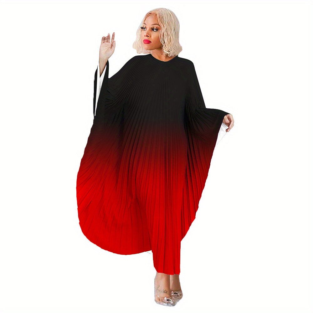 Plus Size - Elegant And Stylish Pullover Cape Abaya Dress with Bat Sleeves for Plus Size Women, Designed for The Autumn And Winter of 2025.