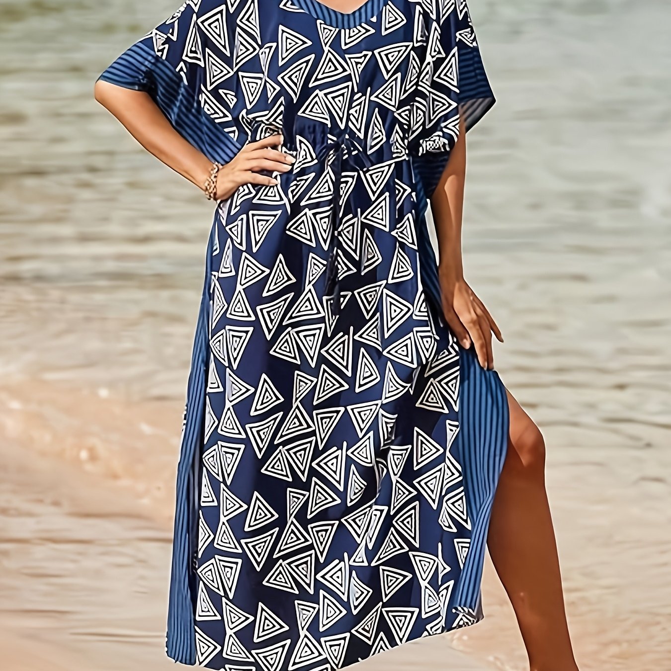 Kaftan Dresses for Women Swimsuit Cover Up Long Kaftan Dress with Waist Drawstring
