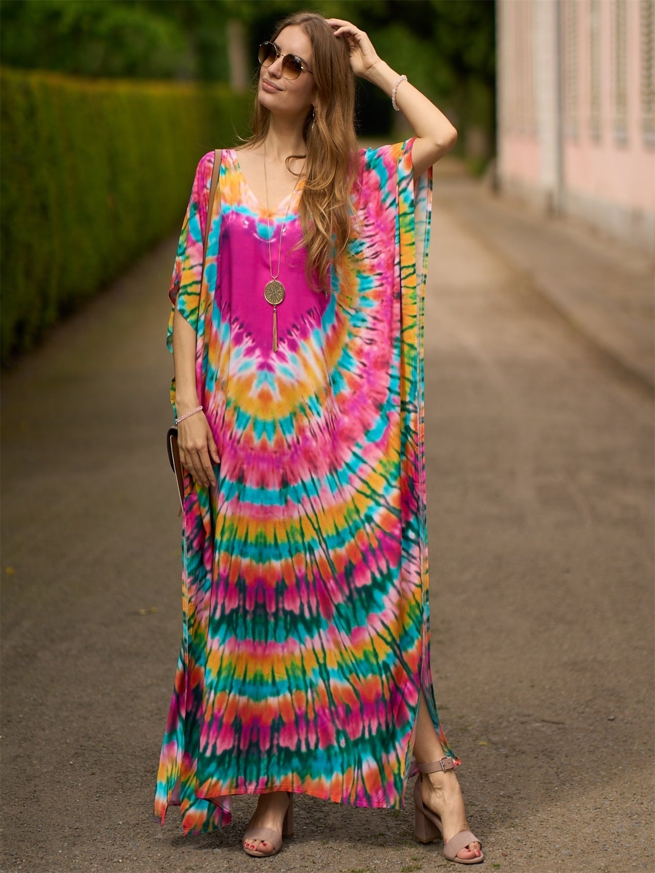 fitted lace wedding dress Women's Rayon Bohemian Beach Cover-Up Dress