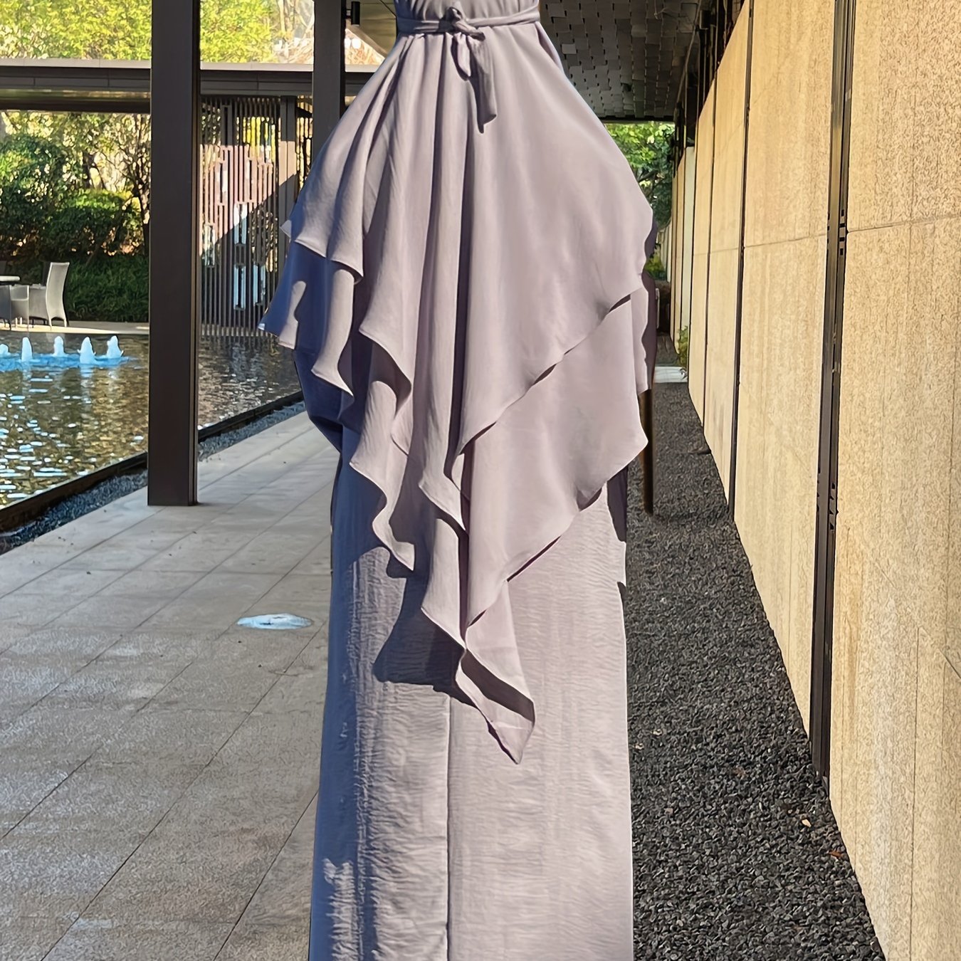 Khimar+abaya 2pcs Set Umrah Rida Set Player Jilbaab Abaya Set with Pockets