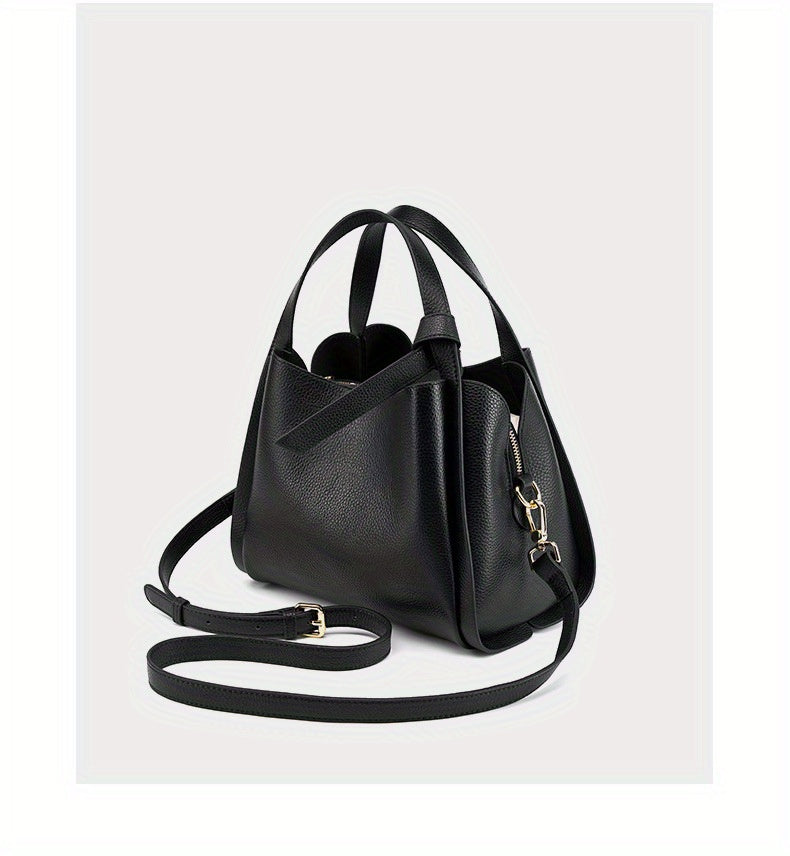 Women's Leather Tote Bag, Versatile and Popular Leather & Messenger Handbag for Women, Crossbody Bag, Cowhide Bucket Bag
