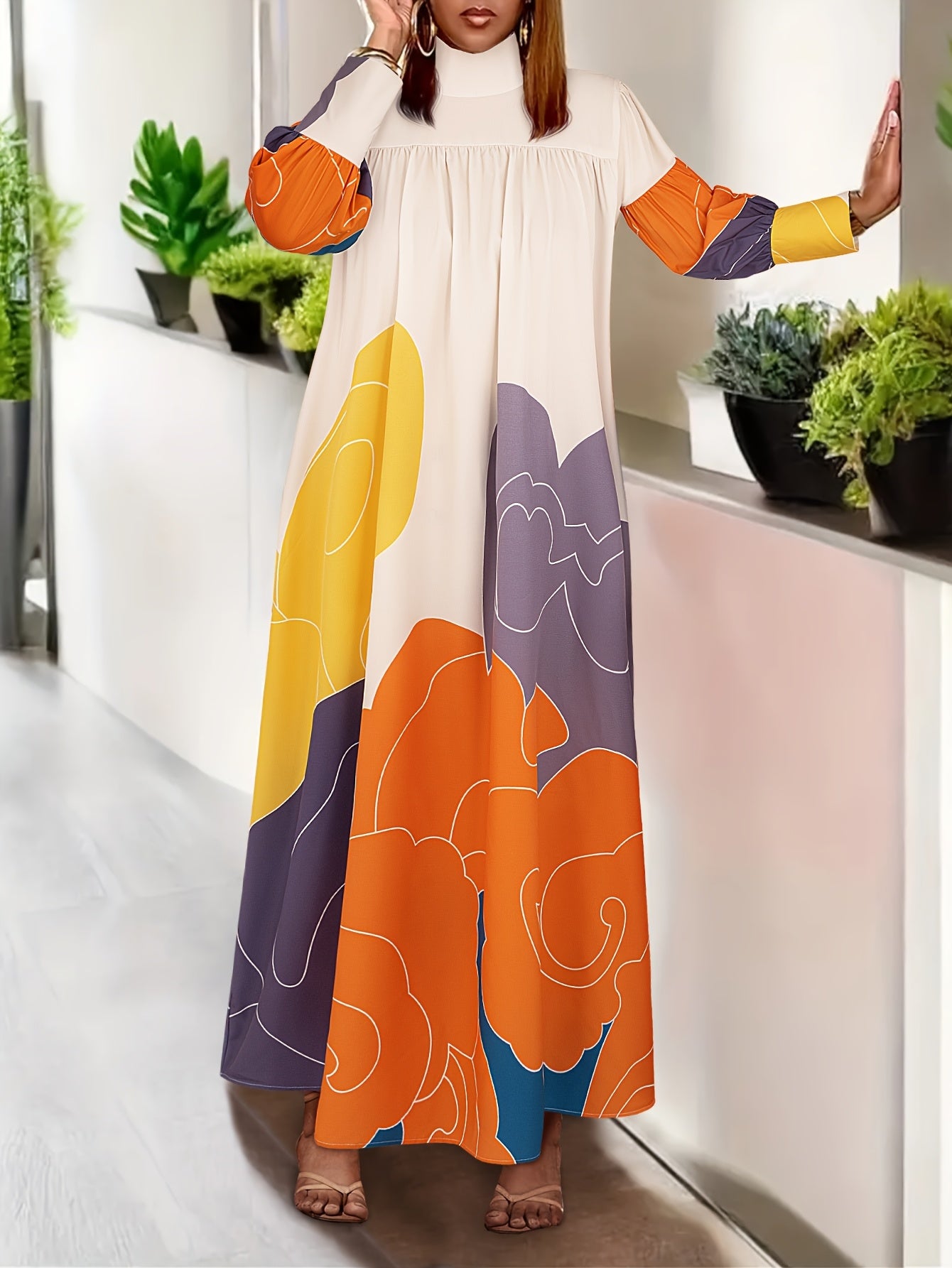 Casual Dress Small Stand Collar Long Elegant Middle Eastern Long Sun Protection Abaya