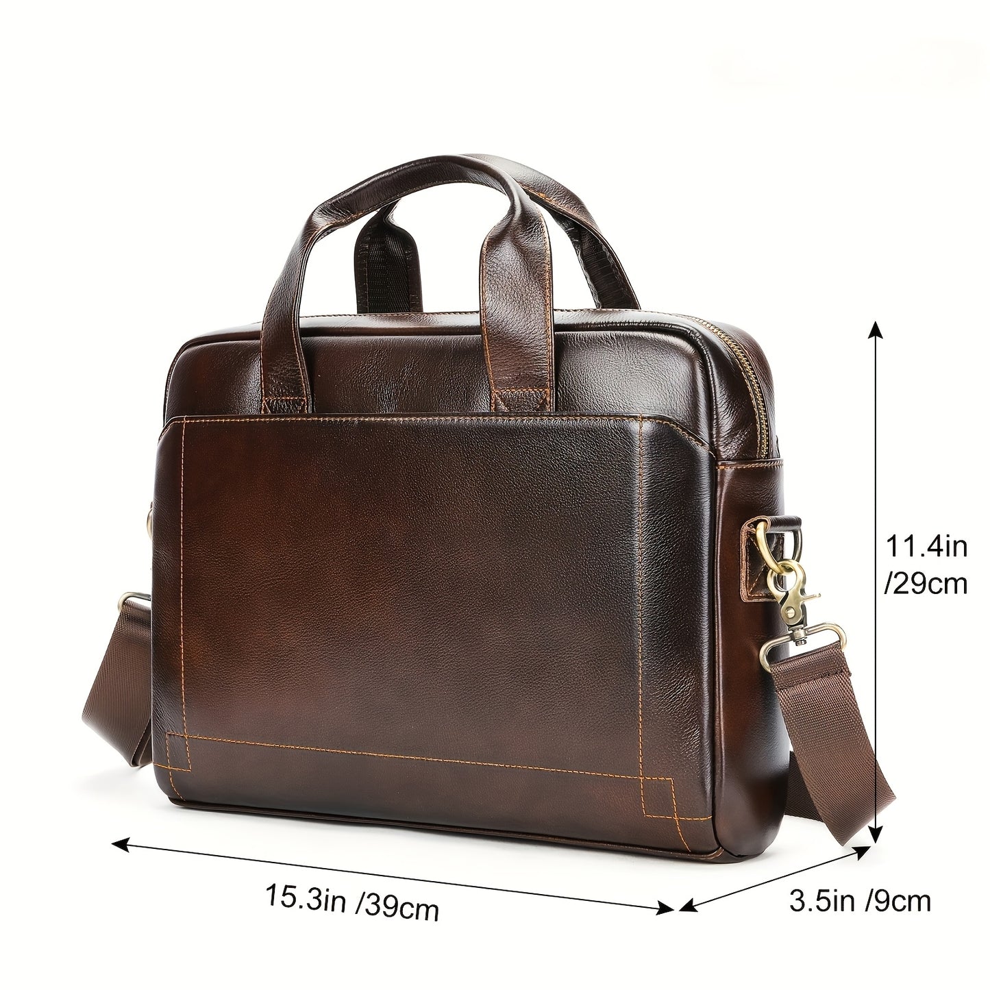 Vintage Head Layer Cowhide Men Handbag Large Capacity Laptop Briefcase Commuter Business Men Single Shoulder Crossbody Bag
