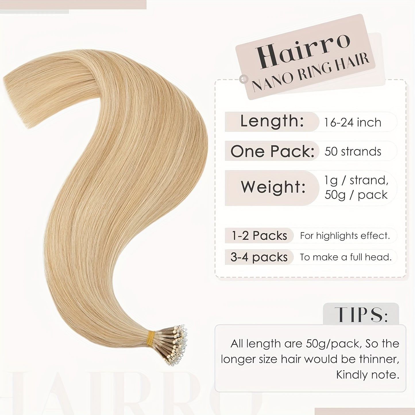 14-24 Inch 100% Remy Human Hair Extension Pre-bonded Micro Nano Rings