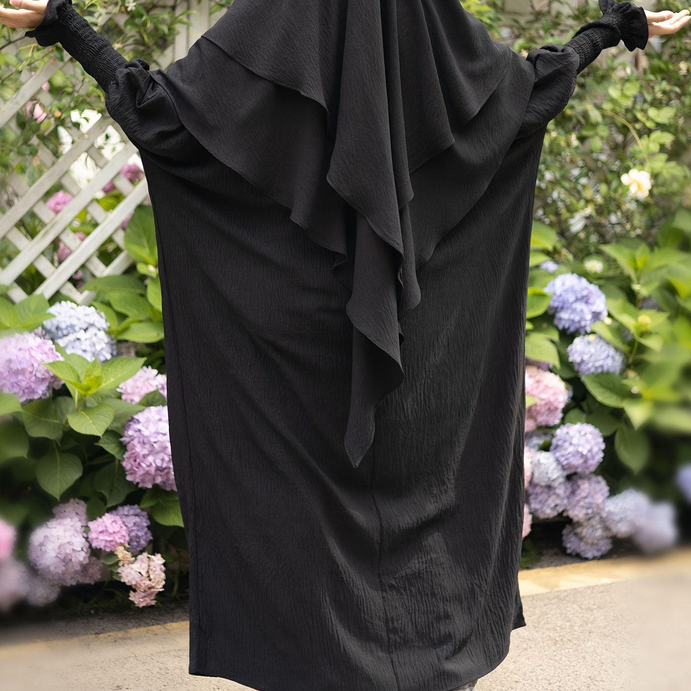 Khimar+abaya 2pcs Set Umrah Rida Set Player Jilbaab Abaya Set with Pockets