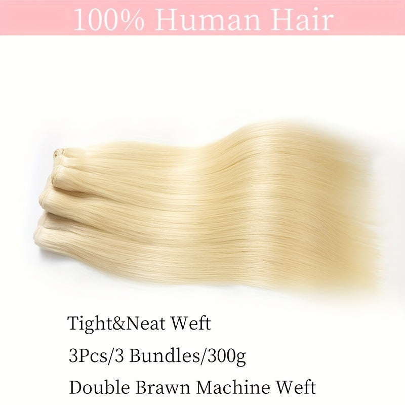 Honey Blonde True Length Human Hair Bundles Straight Hair Extensions