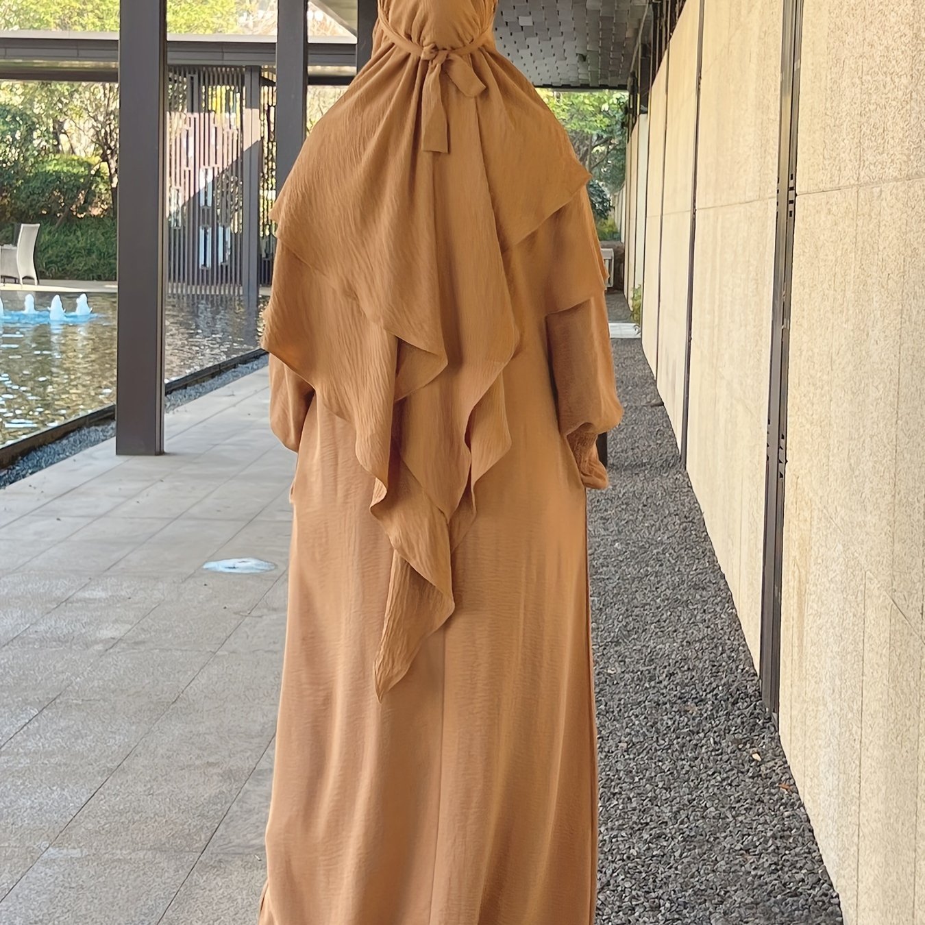 Khimar+abaya 2pcs Set Umrah Rida Set Player Jilbaab Abaya Set with Pockets