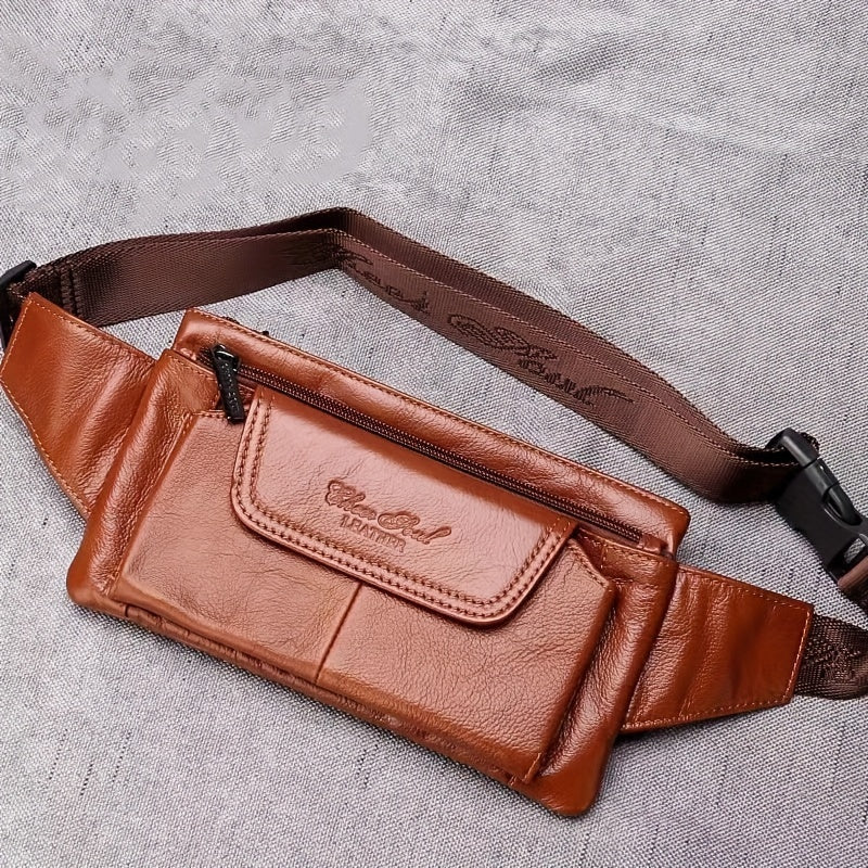 Men's Fashion Lightweight Top Layer Leather Cowhide Sling Bag - Very Comfortable And Lightweight Shoulder Messenger Bag