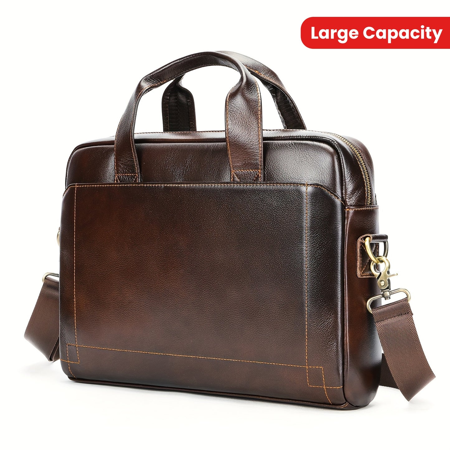 Vintage Head Layer Cowhide Men Handbag Large Capacity Laptop Briefcase Commuter Business Men Single Shoulder Crossbody Bag