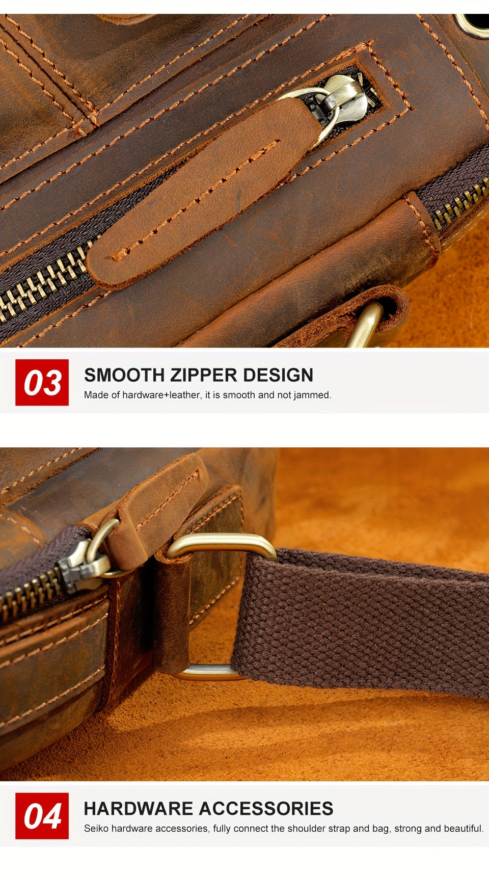 Crazy Horse Leather Shoulder Bag For Men, Fashionable Sling Bag For 7.9-in Tablet, Retro Crossbody Bag For Hanging Out & Daily Commute