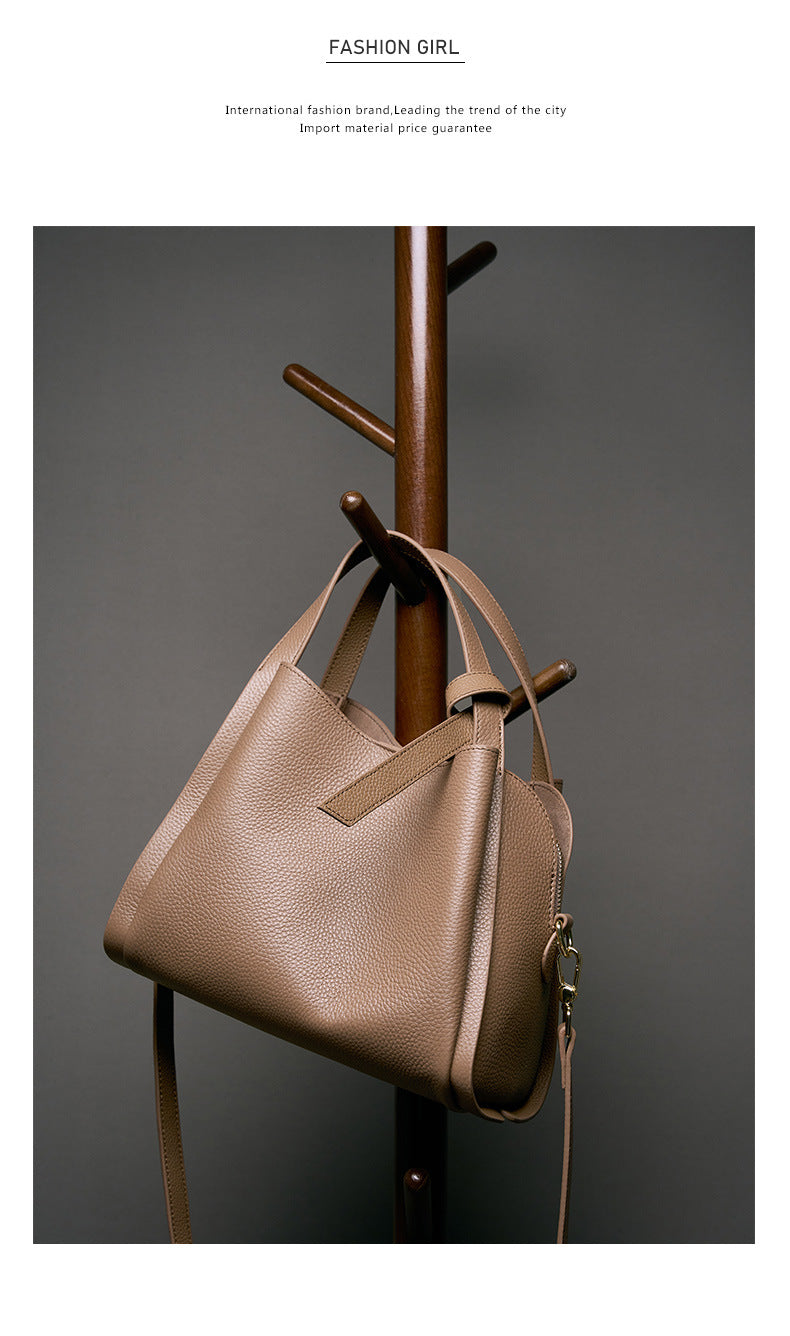 Women's Leather Tote Bag, Versatile and Popular Leather & Messenger Handbag for Women, Crossbody Bag, Cowhide Bucket Bag