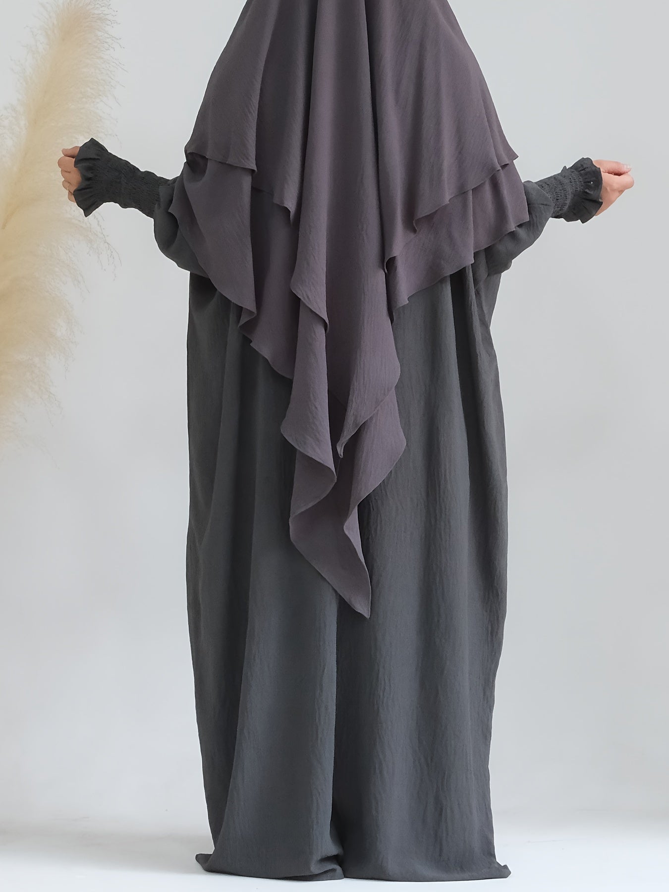 Khimar+abaya 2pcs Set Umrah Rida Set Player Jilbaab Abaya Set with Pockets