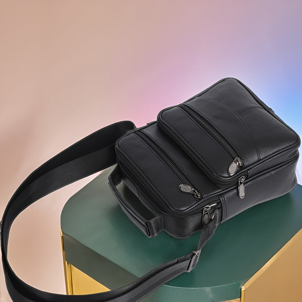 Leather Men's Satchel Bag | Large Capacity Vintage Business Handbag, First Layer Of Leather, Leisure Crossbody Bag