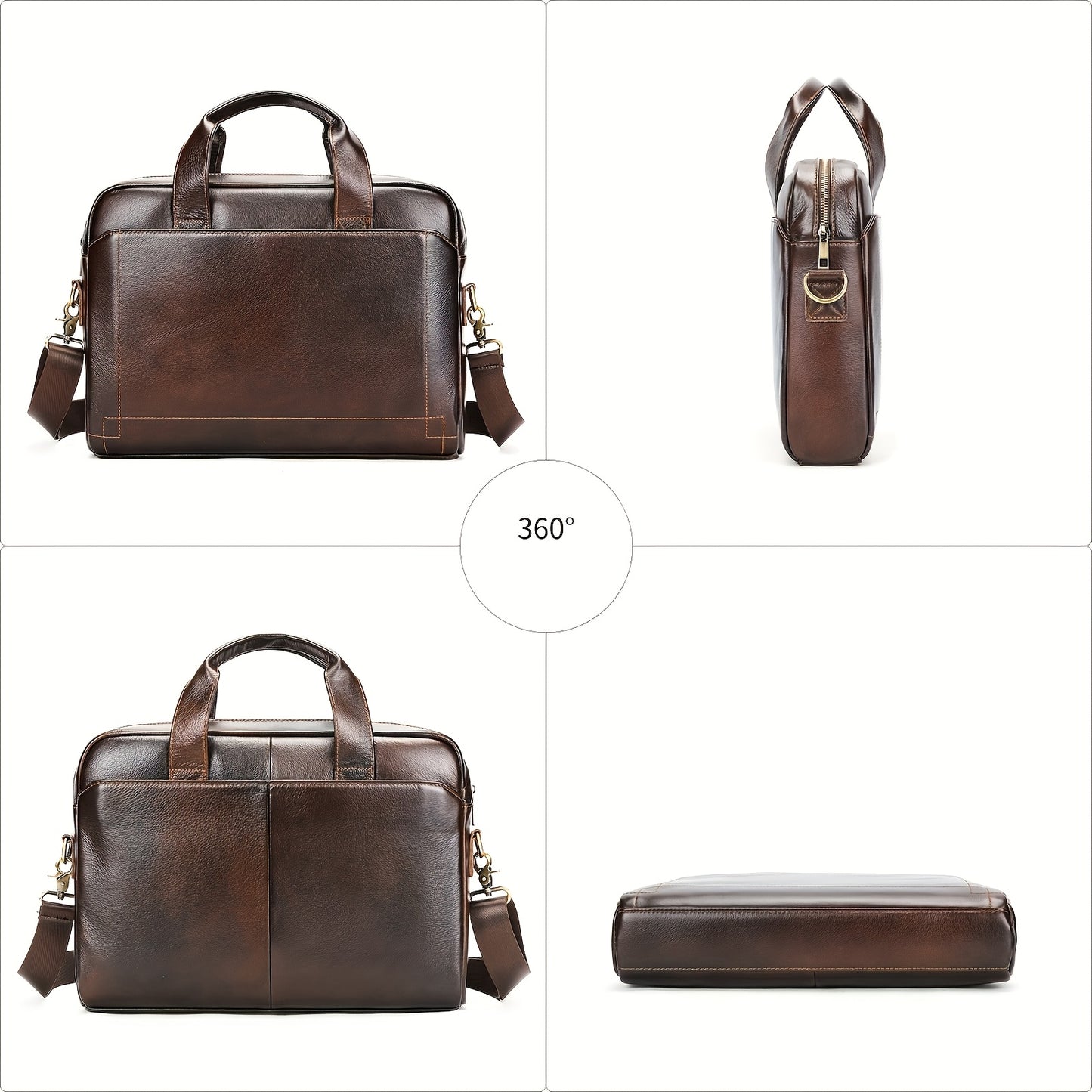 Vintage Head Layer Cowhide Men Handbag Large Capacity Laptop Briefcase Commuter Business Men Single Shoulder Crossbody Bag