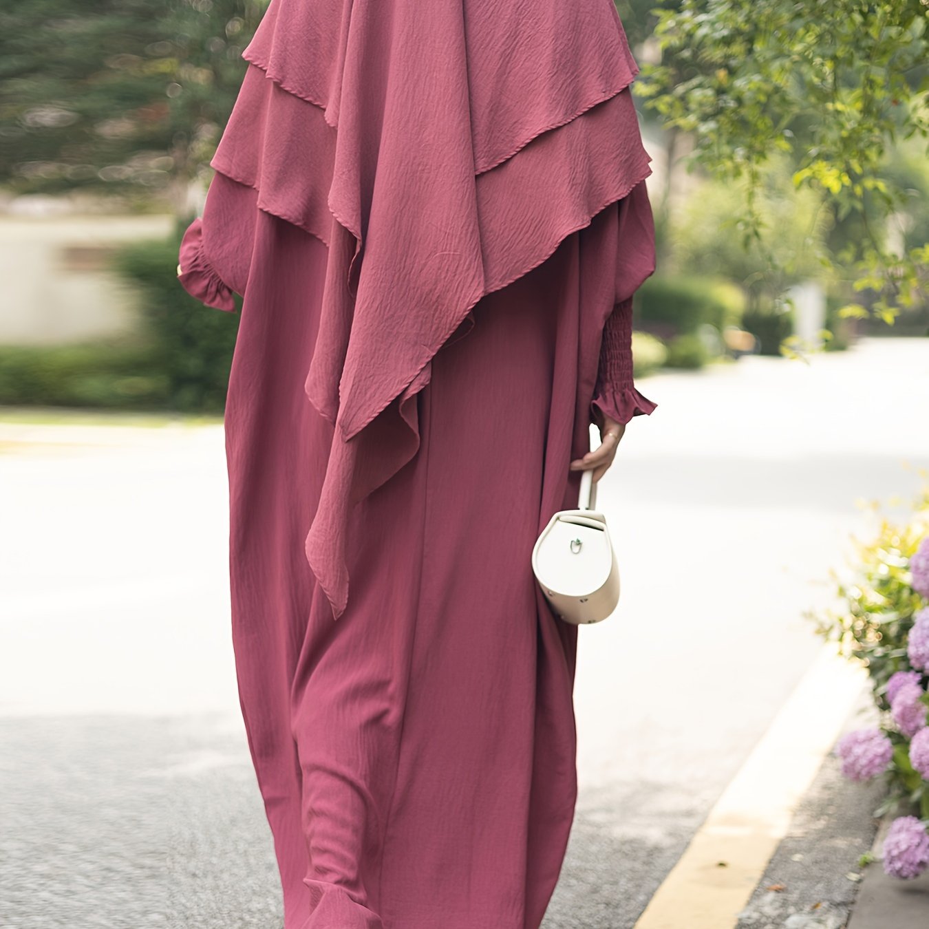 Khimar+abaya 2pcs Set Umrah Rida Set Player Jilbaab Abaya Set with Pockets