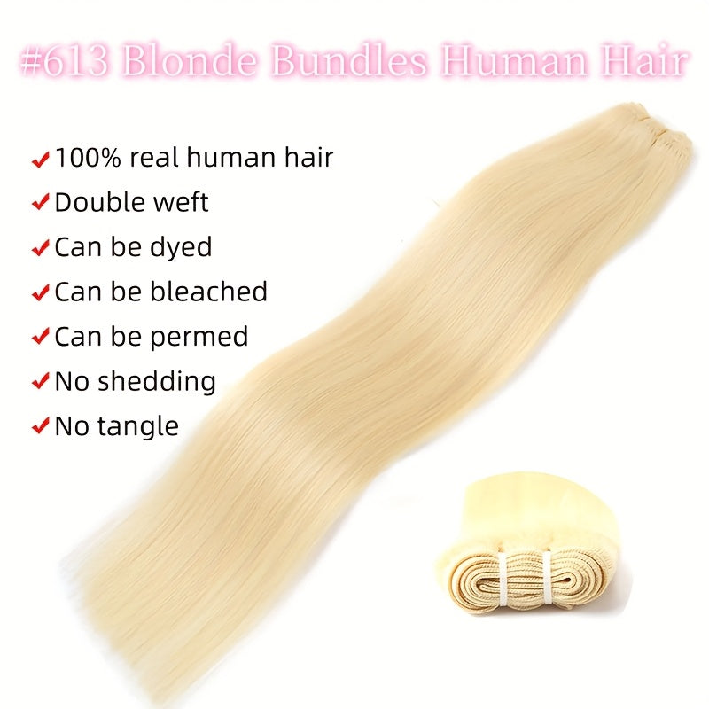 Honey Blonde True Length Human Hair Bundles Straight Hair Extensions