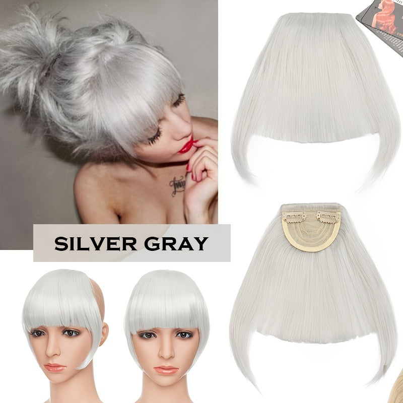 Synthetic Neat Fringe Blunt Bangs Clip In On Hair Extension | 6"Bang + 9"Temples Hairpieces