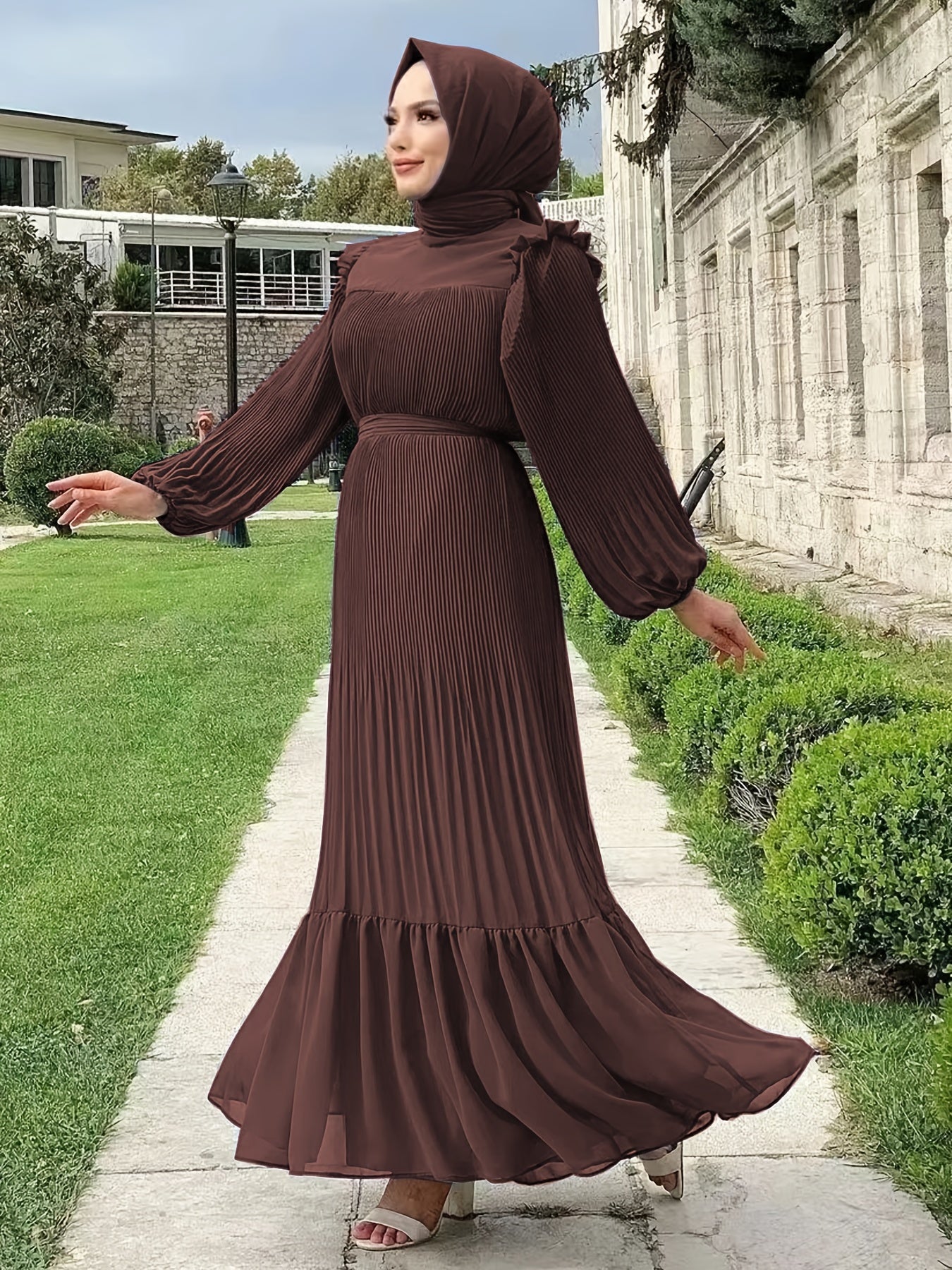 fitted lace wedding dress Olivia Crepe Long Sleeve Maxi Modest Dress | Dress