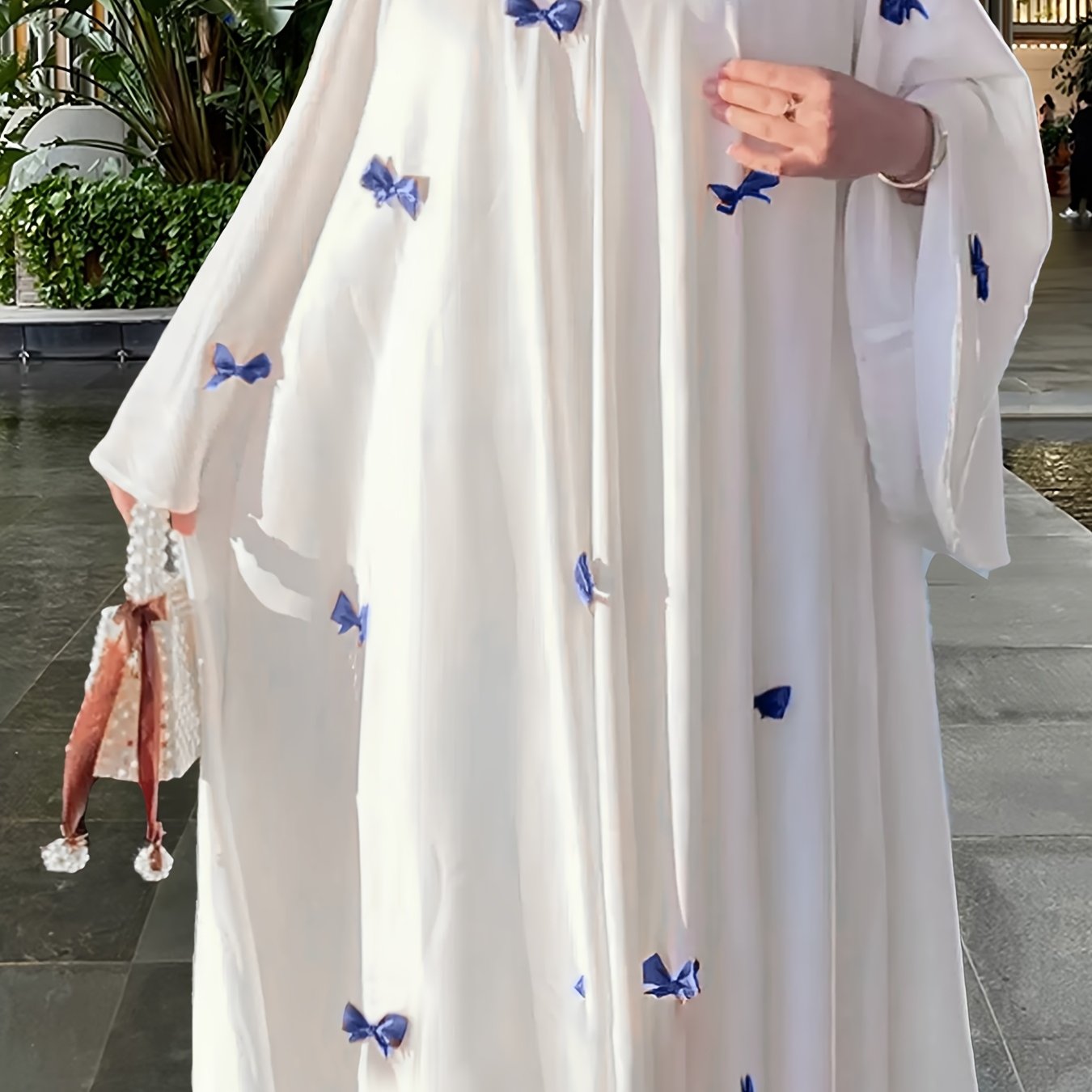 Women's Muslim Butterfly Abaya Robe Dress - Elegant Islamic Long Dress with Flared Hem, Non-Stretchy Fabric for Daily, Wedding, Travel - Modest Islamic Clothing (Hand Wash/Dry Clean), Muslim Dress, Daily Wear Abaya