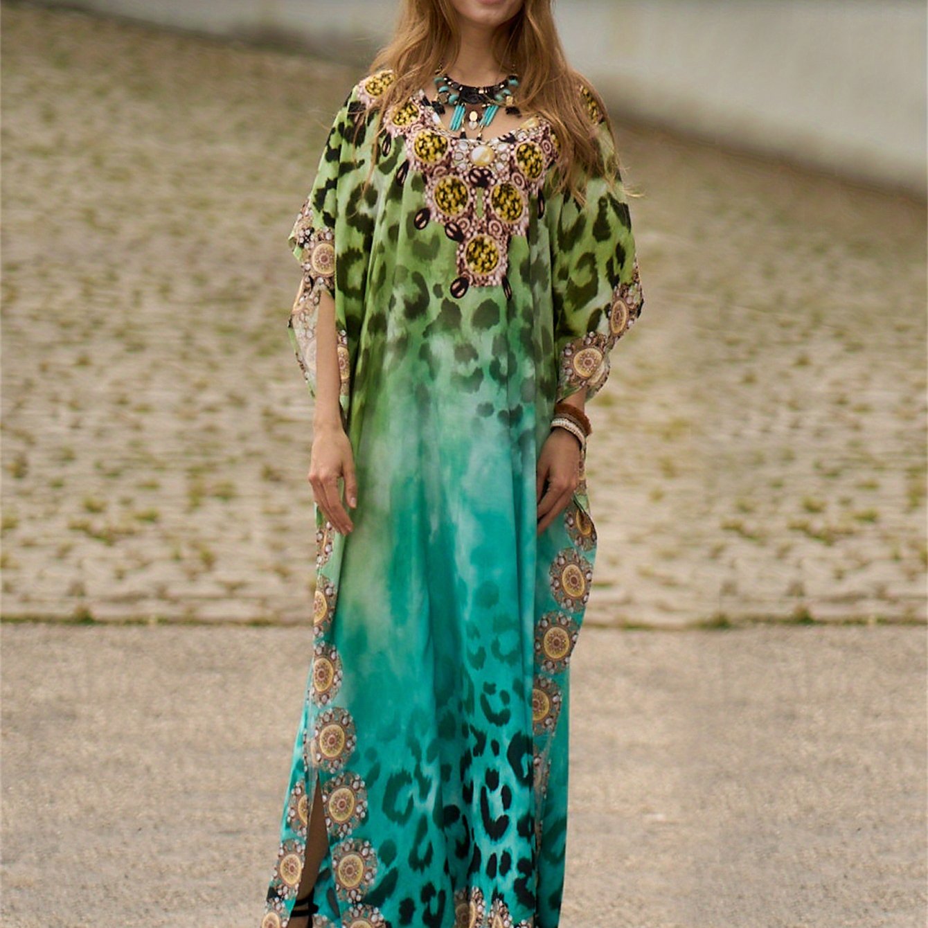 Women's Rayon Bohemian Beach Cover-Up Dress