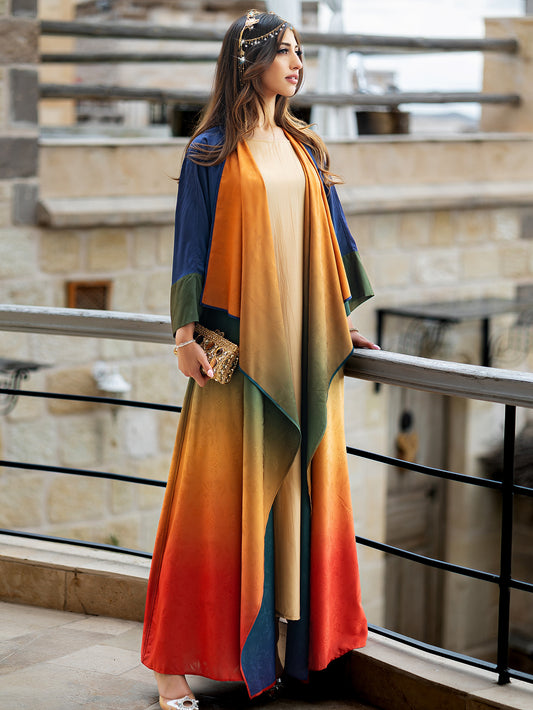 Elegant Turkish Kaftan Abaya - Sparkling Rhinestone Arabian Gown with Long Sleeves, Floor-Length Hand Wash Only Traditional Party Wear for Women, Cultural Attire, No Stretch Fabric