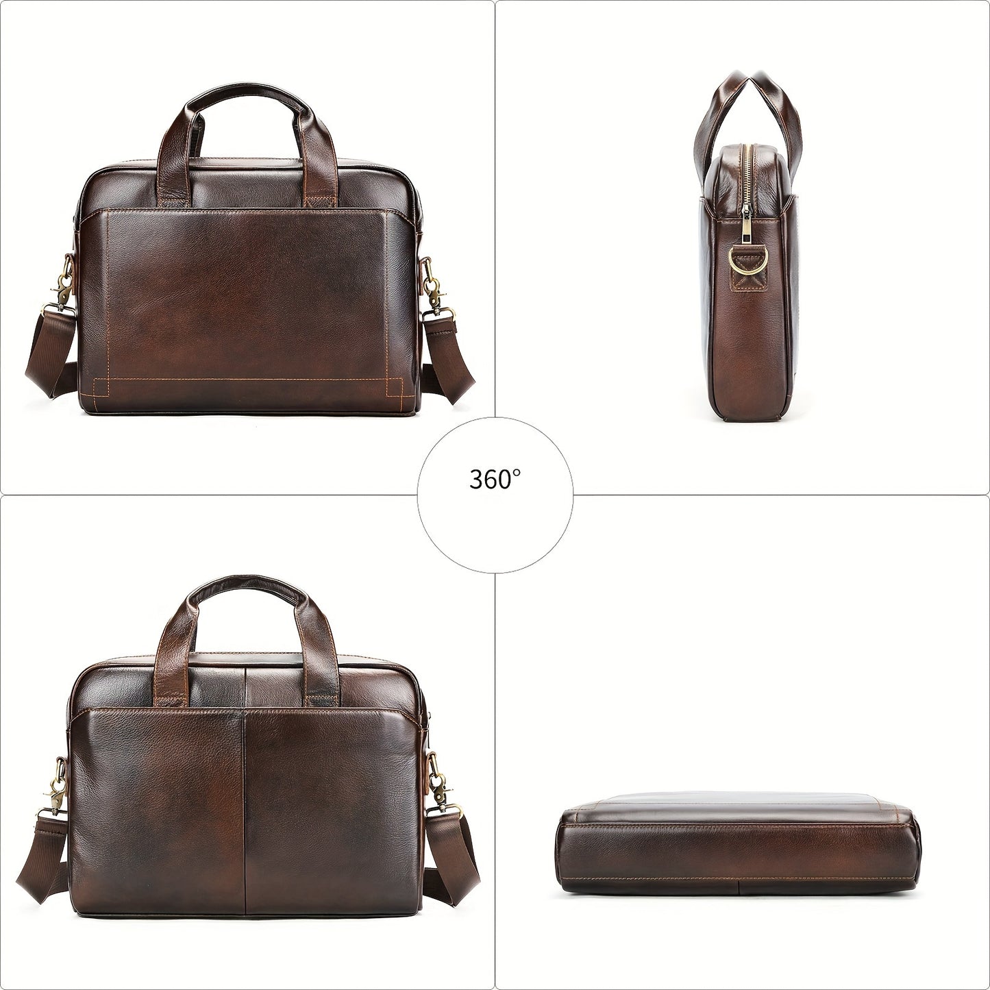 Vintage Head Layer Cowhide Men Handbag Large Capacity Laptop Briefcase Commuter Business Men Single Shoulder Crossbody Bag