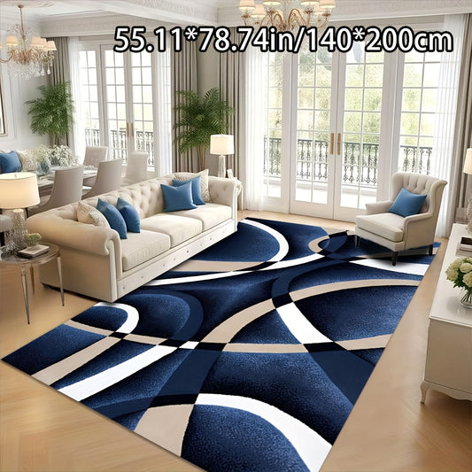 Velvet Home Decor Area Rug, 1100gsm, Foldable, Machine Washable, Abstract Geometric Pattern, Solid Color, Rectangle, Polyester Bonded Pile, Non-Slip, Easy to Clean, Suitable for Living Room, Bedroom, Entrance, Outdoor, Coffee