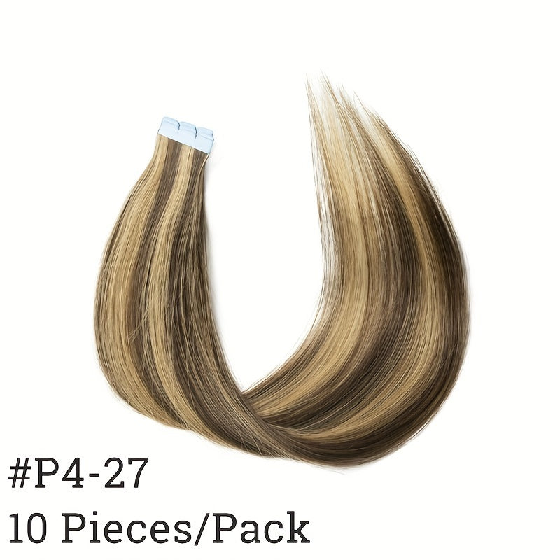 10pcs Soft Human Hair Mini Tape In Hair Extensions
