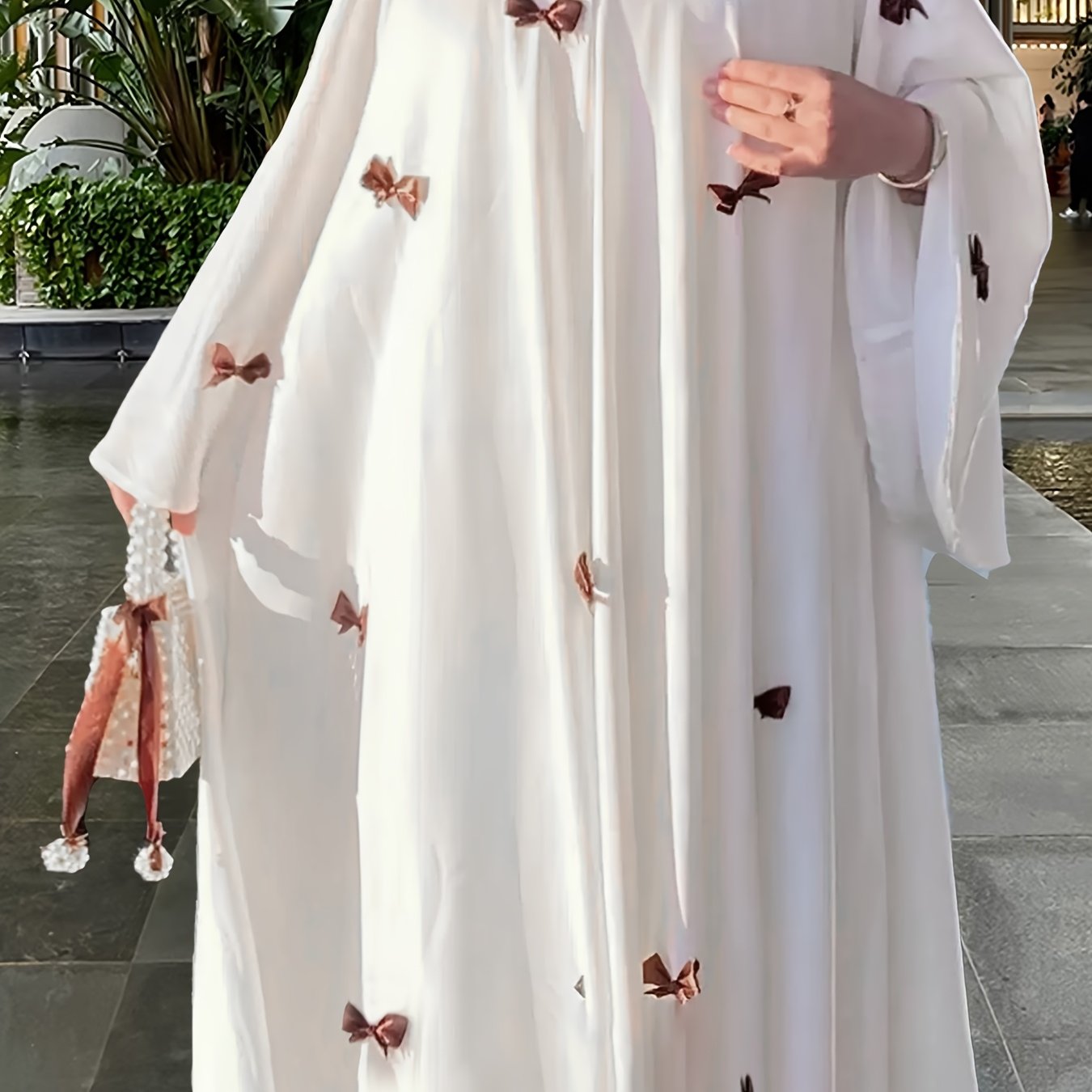 Women's Muslim Butterfly Abaya Robe Dress - Elegant Islamic Long Dress with Flared Hem, Non-Stretchy Fabric for Daily, Wedding, Travel - Modest Islamic Clothing (Hand Wash/Dry Clean), Muslim Dress, Daily Wear Abaya