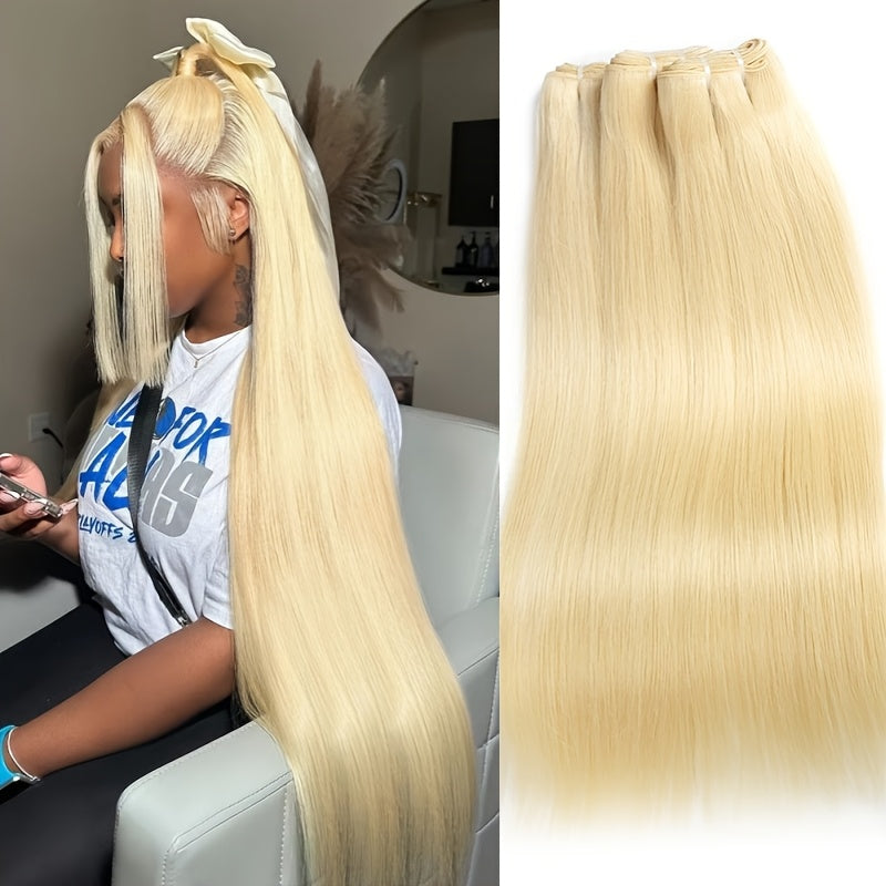 Honey Blonde True Length Human Hair Bundles Straight Hair Extensions