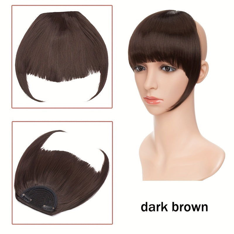 Synthetic Neat Fringe Blunt Bangs Clip In On Hair Extension | 6"Bang + 9"Temples Hairpieces