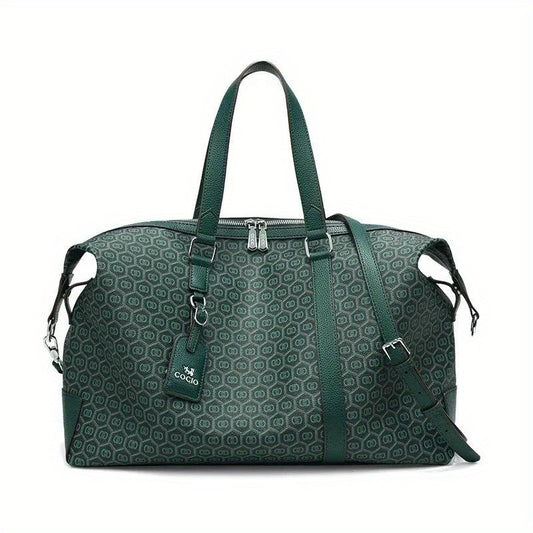 New Peacock Green Leather Travel Duffel Bag Large-Capacity Leisure Bag Female Fashionable Versatile Shoulder Crossbody Commuter Bag