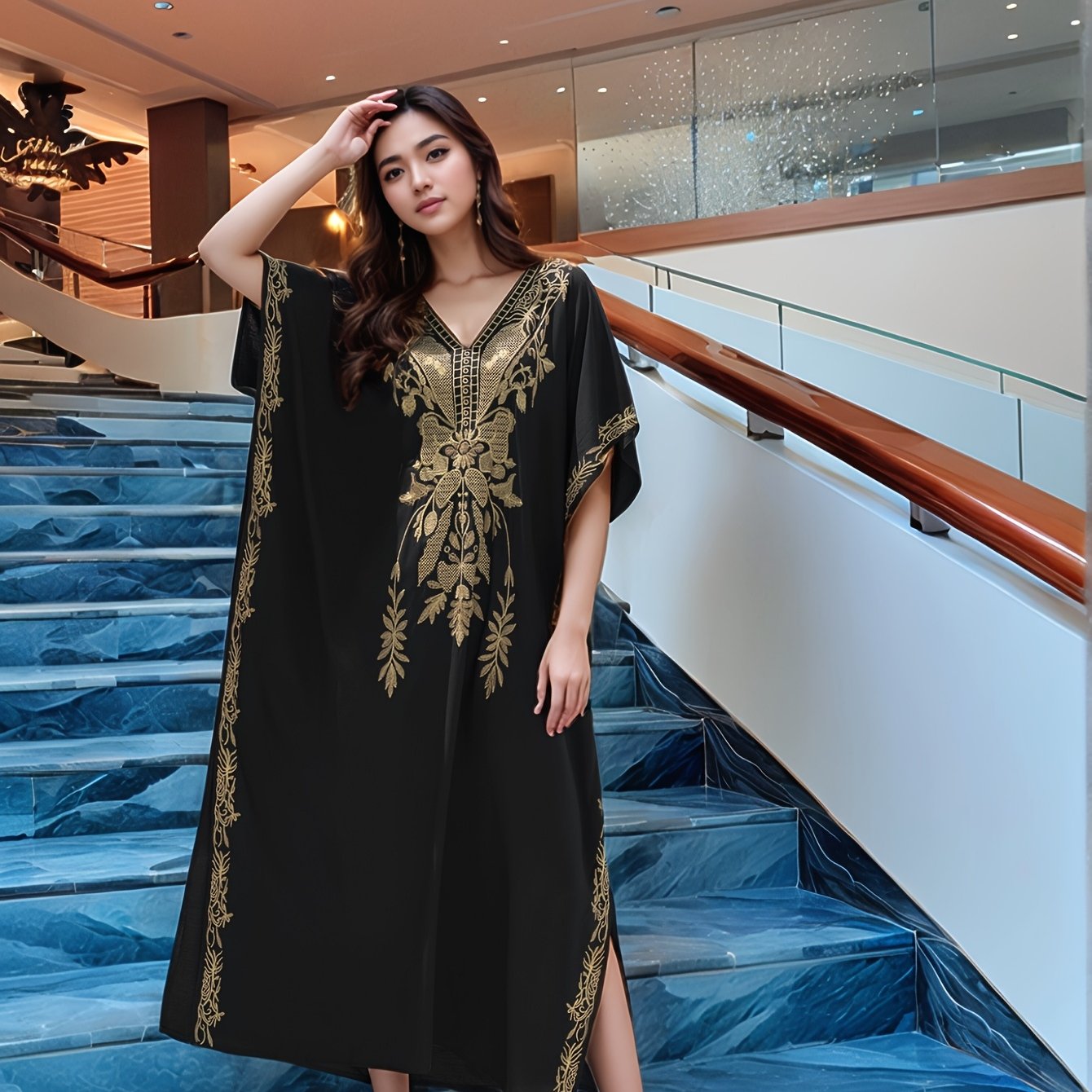 chinese dress ladies ELGA Kaftan Maxi Long Dress Soft main image 1