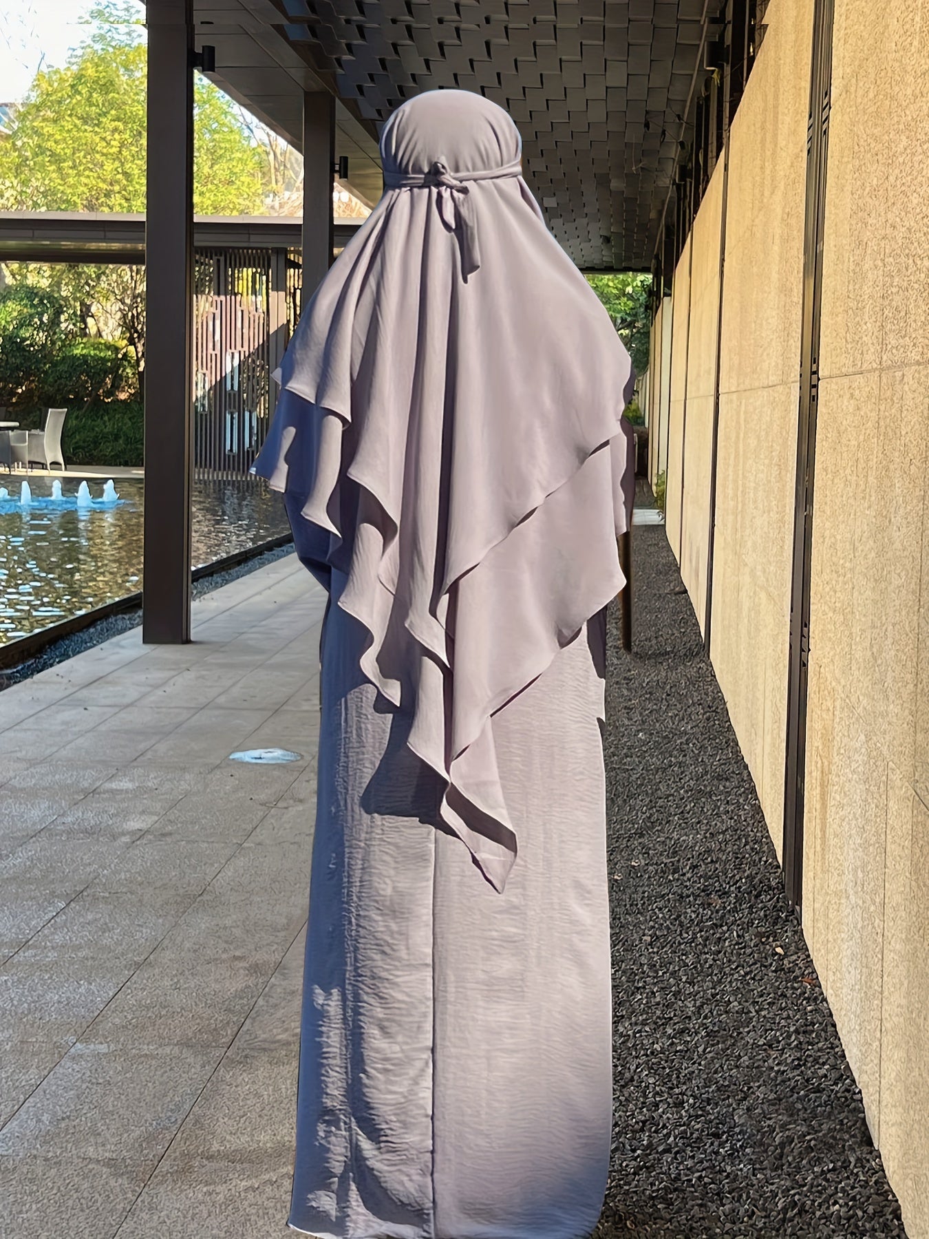 Khimar+abaya 2pcs Set Umrah Rida Set Player Jilbaab Abaya Set with Pockets