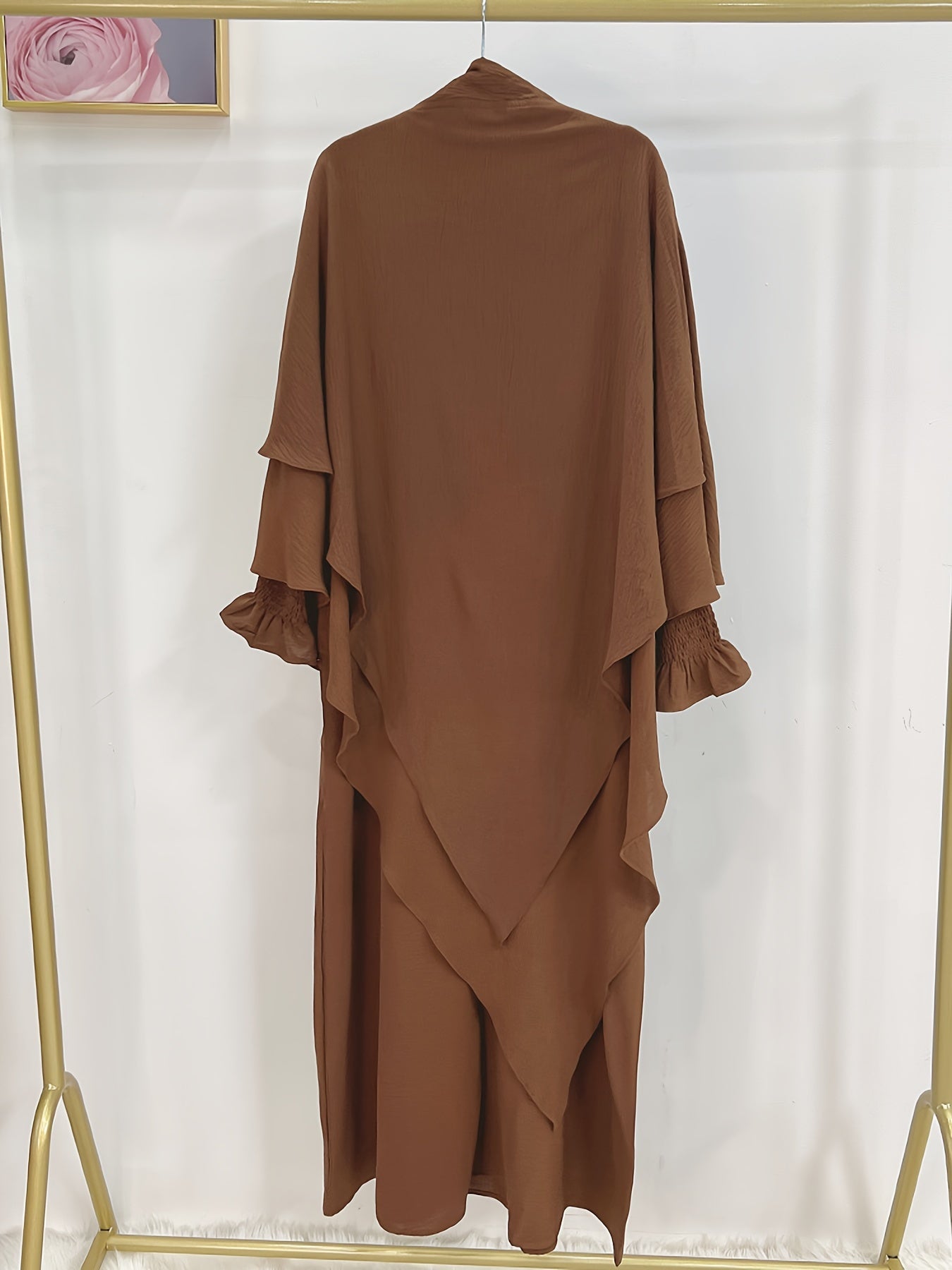 Khimar+abaya 2pcs Set Umrah Rida Set Player Jilbaab Abaya Set with Pockets