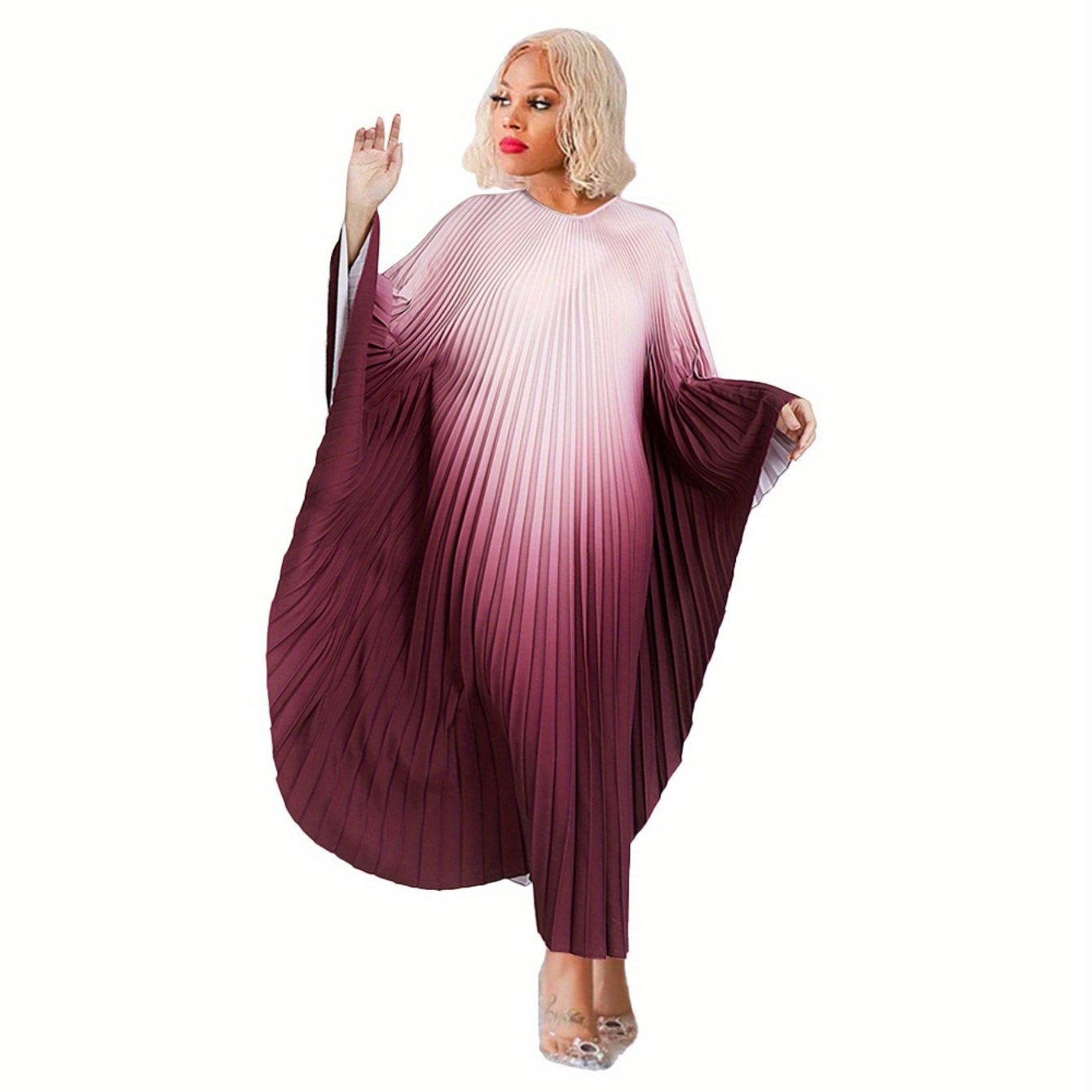 Plus Size - Elegant And Stylish Pullover Cape Abaya Dress with Bat Sleeves for Plus Size Women, Designed for The Autumn And Winter of 2025.