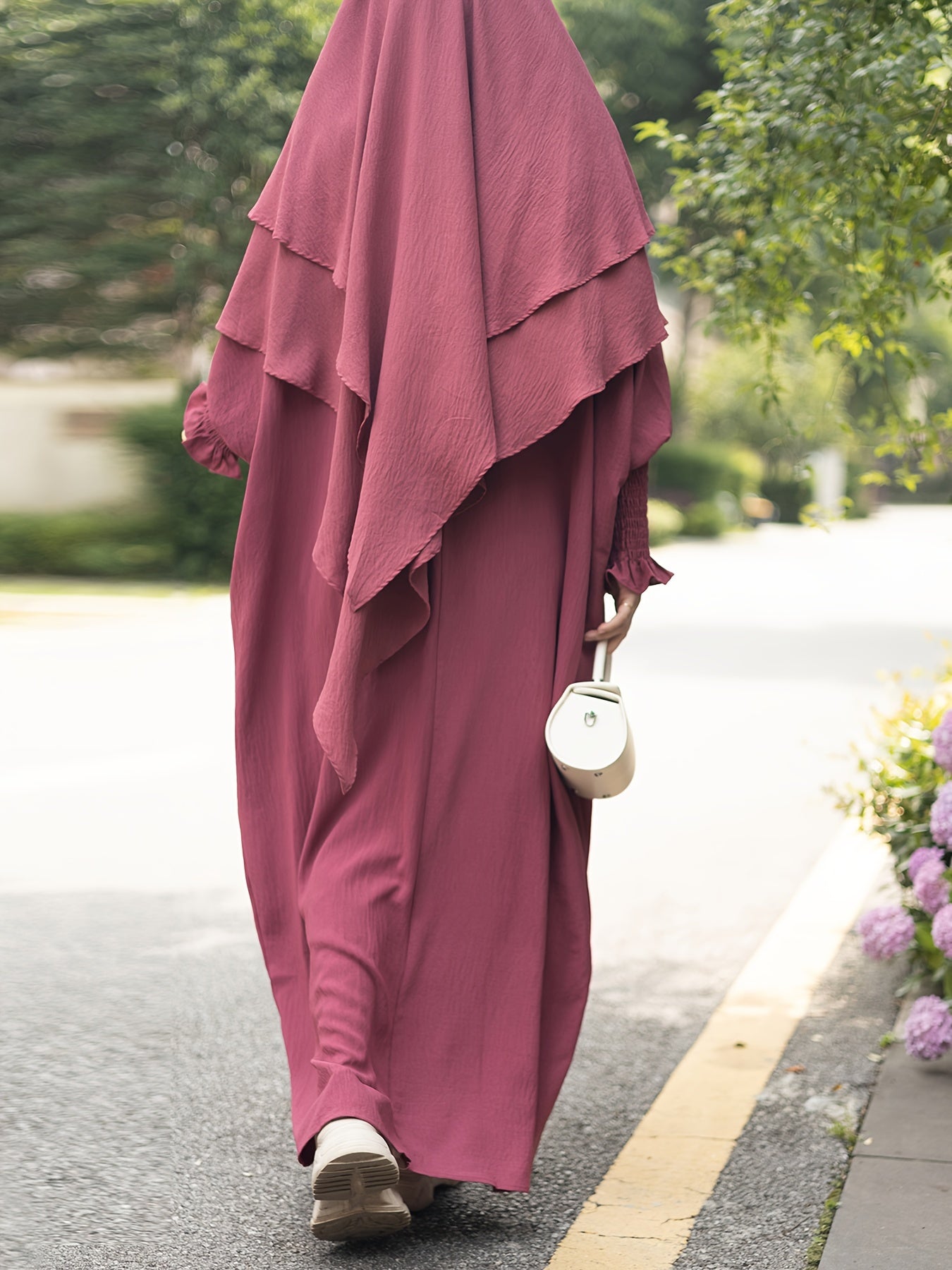 Khimar+abaya 2pcs Set Umrah Rida Set Player Jilbaab Abaya Set with Pockets