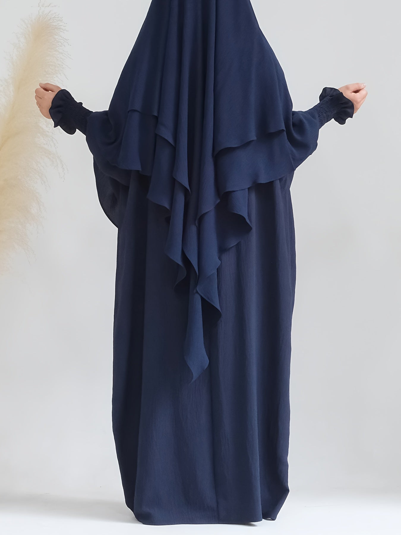 Khimar+abaya 2pcs Set Umrah Rida Set Player Jilbaab Abaya Set with Pockets