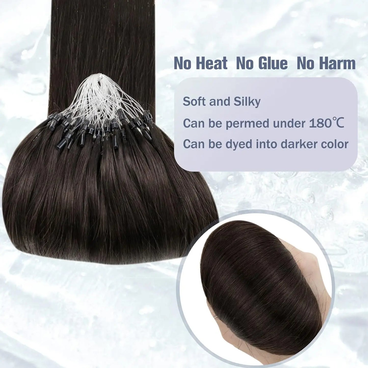 Human Hair Extensions Brown Micro Loop Extensions