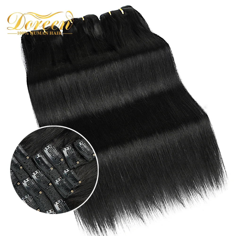 Brown Brazilian Remy Straight Clip In Human Hair Extensions