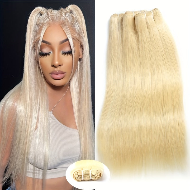 Honey Blonde True Length Human Hair Bundles Straight Hair Extensions