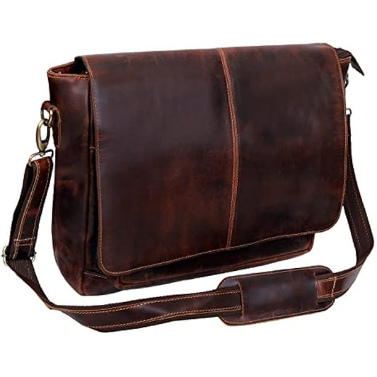 Handmade Vintage Retro Buffalo Hunter Leather Crossbody Camera Bag, Full Flap Messenger Handmade Bag Laptop Bag Satchel Bag Padded Messenger Bag Brown