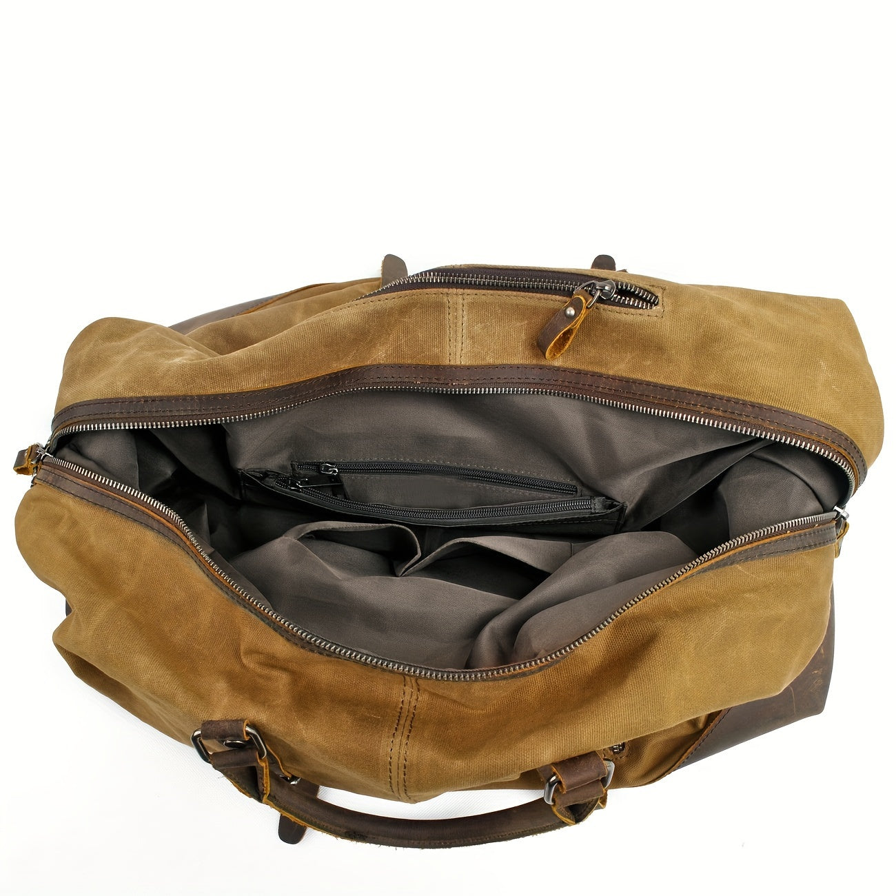 Vintage Retro Large Capacity Leather Duffel Travel Bag Men's Handheld Fashion Short Trip Gym Bag Oil Wax Crossbody Luggage Pack