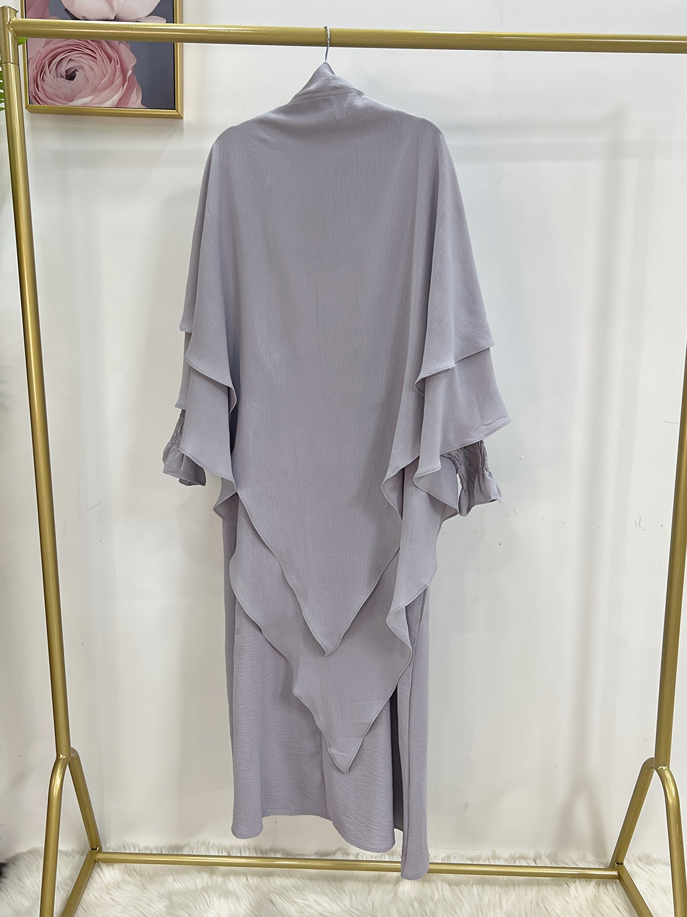 Khimar+abaya 2pcs Set Umrah Rida Set Player Jilbaab Abaya Set with Pockets