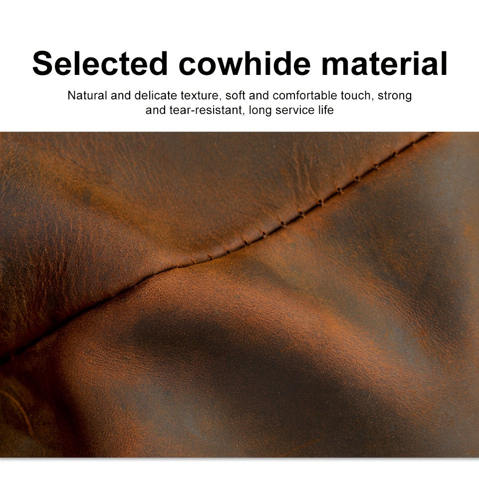 Crazy Horse Leather Shoulder Bag For Men, Fashionable Sling Bag For 7.9-in Tablet, Retro Crossbody Bag For Hanging Out & Daily Commute